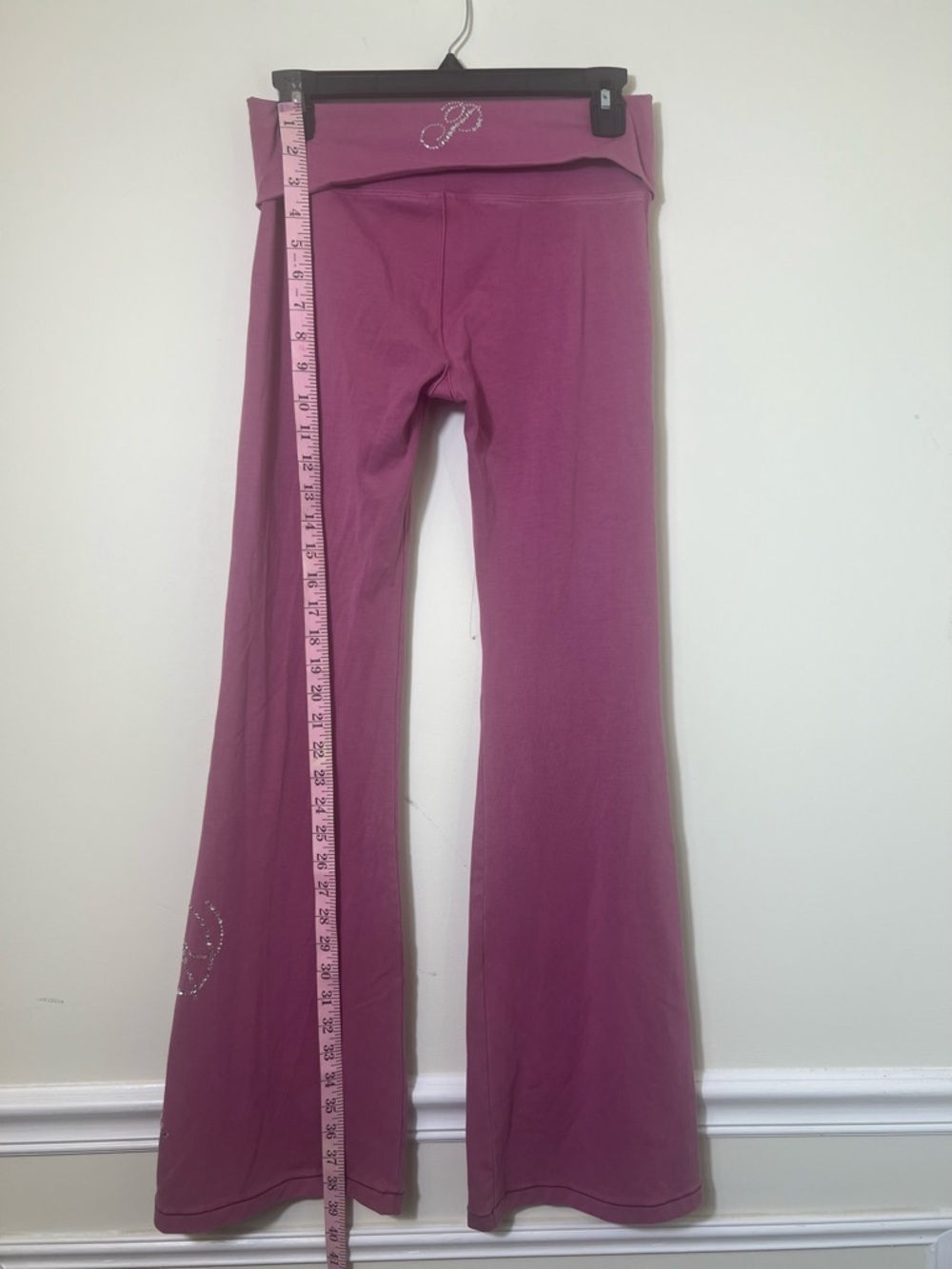VS PINK ALL DAY COTTON FOLDOVER FLARE RHINESTONE BLING LEGGINGS - Picture 5 of 10